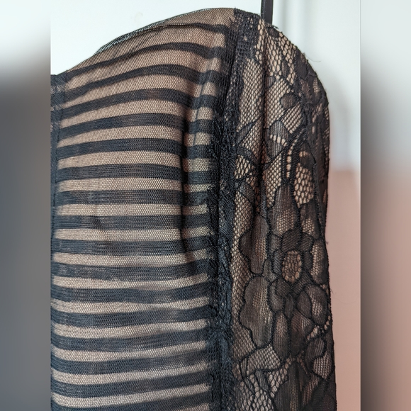 BCBG black and nude lace overlay strapless dress - size 10 NWT - Picture 3 of 16